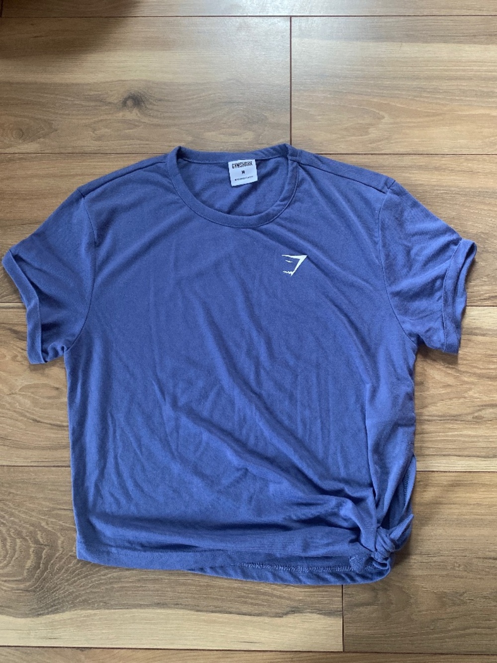 Gymshark Essential T-Shirt Fit Asymmetric Hem with side tie MEDIUM BLUE